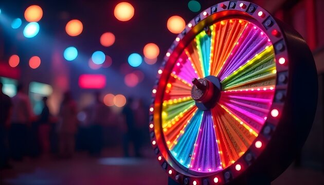 Colorful gameshow wheel with copy space