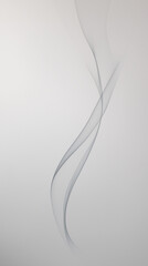 Obraz premium A single, wispy smoke trail rising gracefully against a white background. Delicate curves and shadows add depth, creating an elegant, tranquil feel. High resolution for capturing fine gradients 