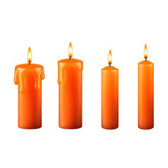Isolated Set of Burning Orange Candles