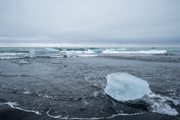 Diamond Beach, Early winter, Icebergs, Iceland