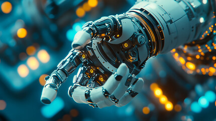 Futuristic robotic arm with advanced technology in a high-tech lab