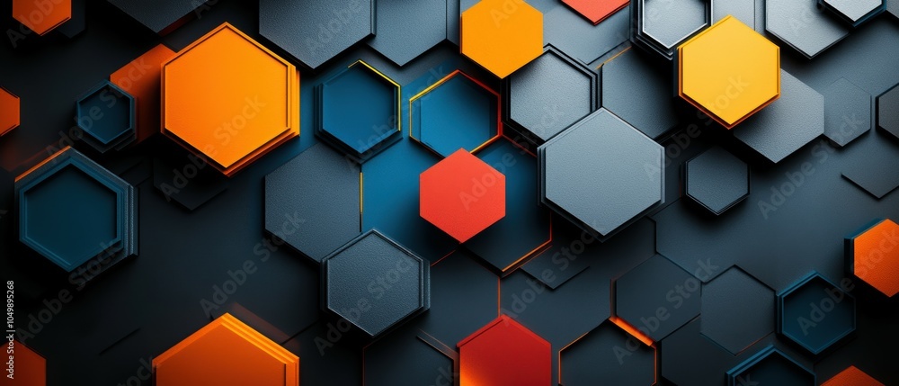 Poster dynamic hexagonal patterns a colorful exploration of vibrant graphic design