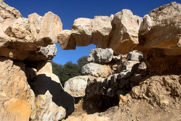 Remains of an ancient church building at the site of Khirbet al-Deir, west of the Jordanian capital, Amman.