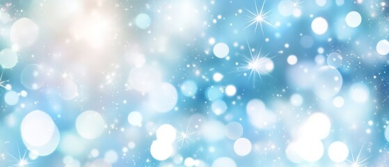 Obraz premium This dreamy light blue bokeh background, with sparkling dots and shimmering texture, is perfect for enchanting winterthemed designs, creating a cozy atmosphere of warmth and wonder
