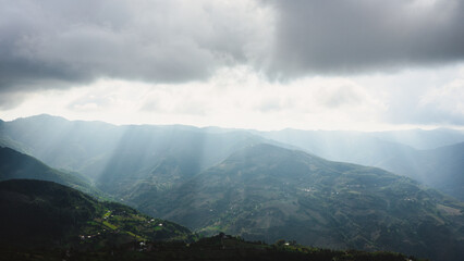 Naklejka premium Forested valley under cloudy sky, Erbaa, Tokat, Turkey