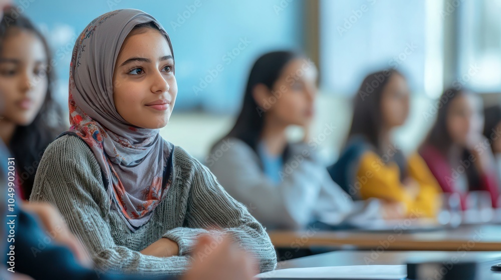 Poster a classroom setting where students learn about different cultures through activities and discussions