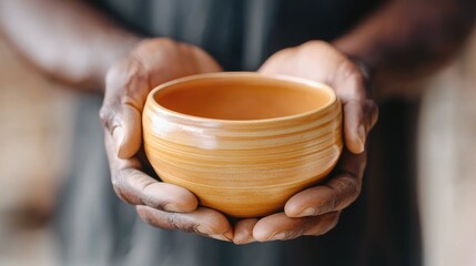 Artisan Holding a Handcrafted Bowl in Natural Light
