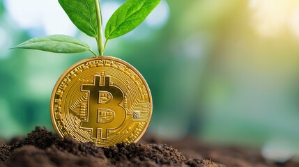 Plant Growth with Cryptocurrency Symbol