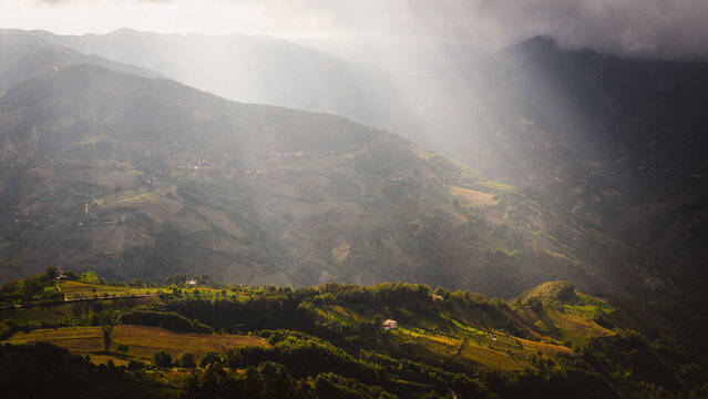 Forested valley under cloudy sky, Erbaa, Tokat, Turkey