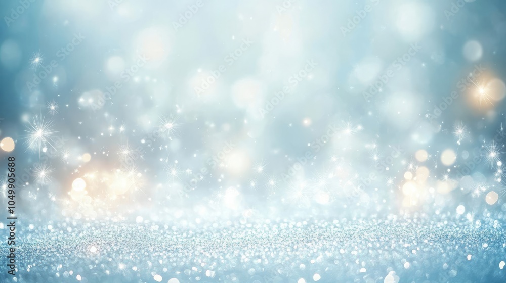 Poster a mesmerizing light blue background that showcases numerous shimmering dots and sparkling effects, a