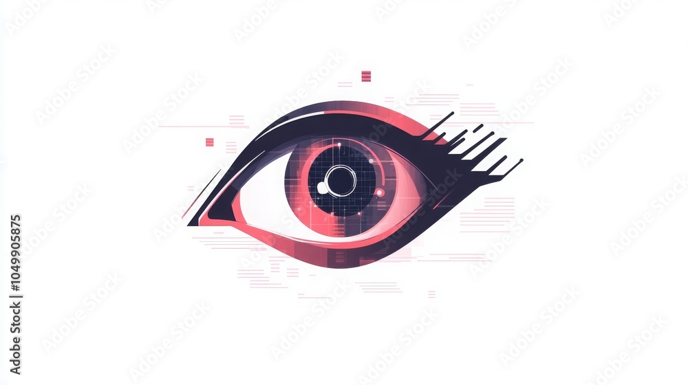 Poster eye hacker technology, cybersecurity icon with ddos, keylogger. -