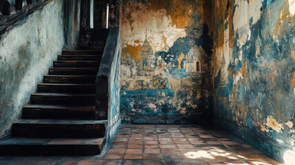 Obraz premium The beautifully preserved murals and artwork inside one of Ayutthaya ancient temples,