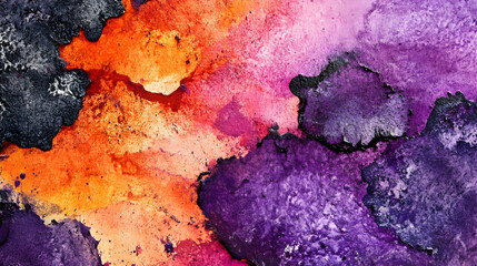 Abstract Watercolor Background - Orange, Purple, and Black, painting, art, texture, design, graphic