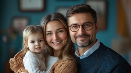 Fototapeta premium Smiling Family Portrait Indoors