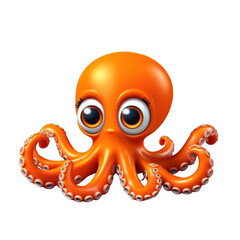 Orange octopus with big eyes, vector on white, perfect for aquatic-themed designs