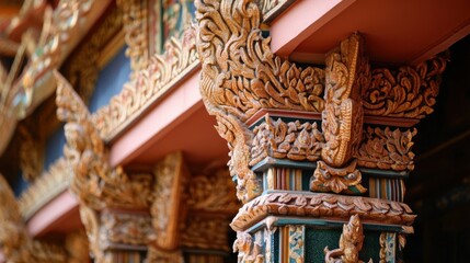 Fototapeta premium The ornate details of Wat Chalong, Phuket most important and revered Buddhist temple.
