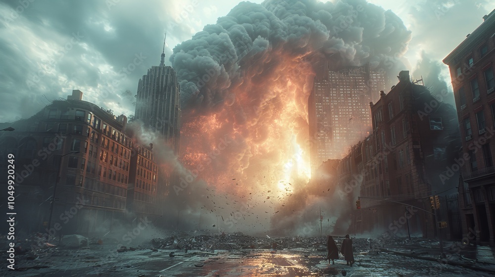 Aufkleber a harrowing image capturing the devastation wrought by a powerful