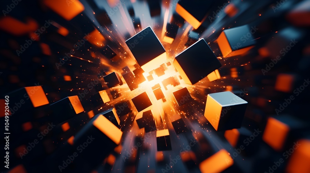 Aufkleber expanding abstract 3d cubes representing dynamic growth and modern technology