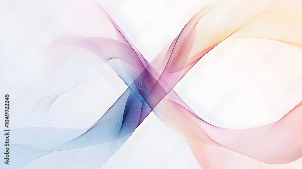 Poster intersecting pastel flows - abstract minimal and elegant design on white background