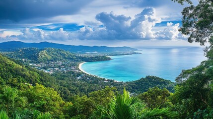 The stunning view from the Karon Viewpoint in Phuket, offering a panoramic perspective