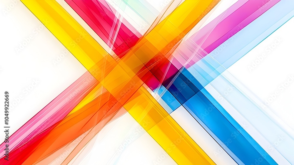 Poster vibrant geometric x-shaped design with intersecting lines on clean white background