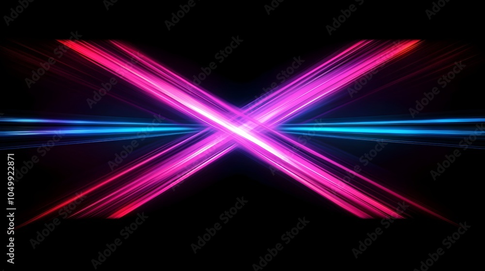 Aufkleber striking abstract x design created by intersecting gradient-colored beams of light on dark