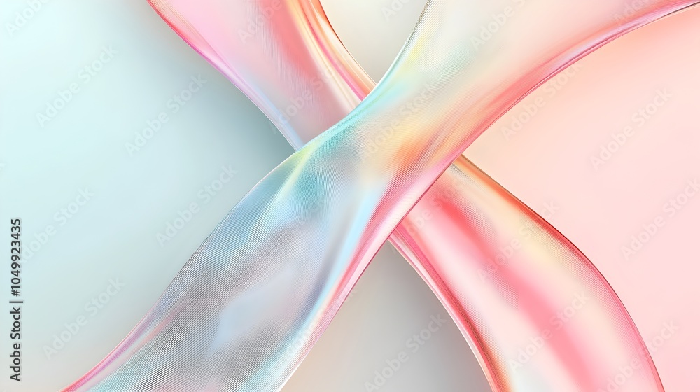 Poster Soft,Pastel-Colored Abstract X Design with Flowing Curves and Gradients on Minimal Background