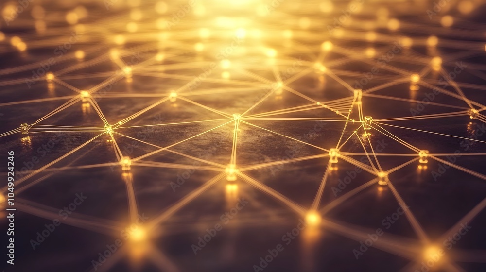 Poster expanding digital network of connected nodes symbolizing growth and