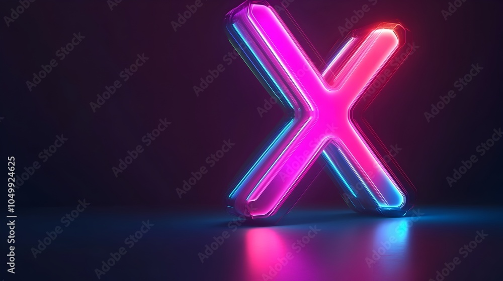 Poster luminous geometric x-shape floating against gradient backdrop