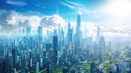 Naklejka premium surreal future city