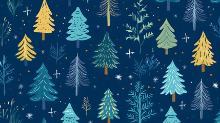 Obraz premium Winter Wonderland: A Festive Forest of Snow-Dusted Christmas Trees
