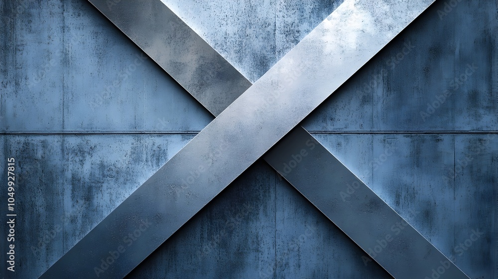 Poster geometric abstract x design with intersecting triangles and metallic background