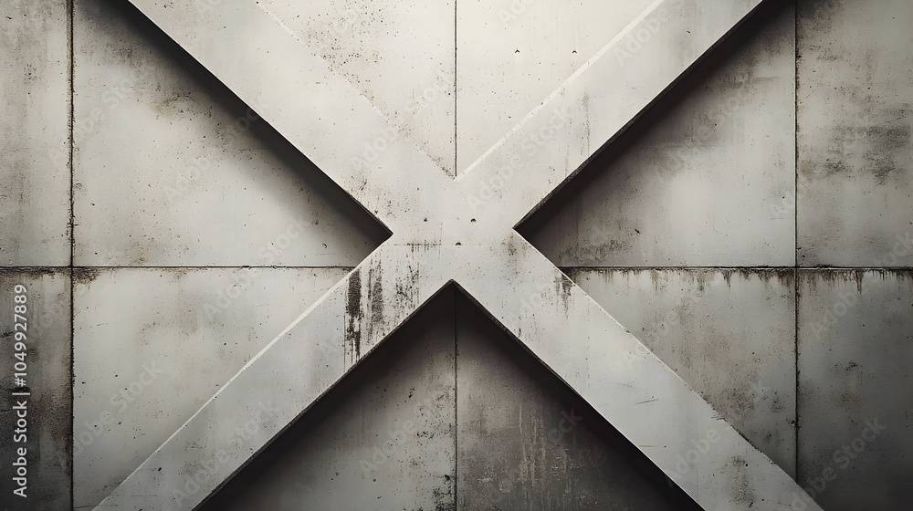 Poster sleek geometric x design with intersecting triangles on metallic background