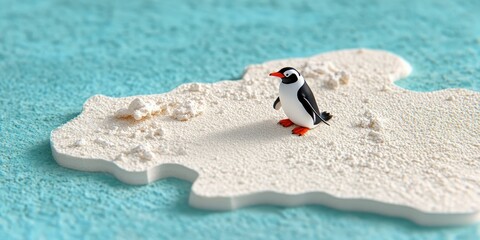 Obraz premium Penguin on a Snowy Island in Blue Water Wildlife Photography