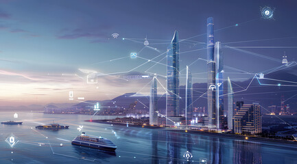 Fototapeta premium Smart city iot concept map