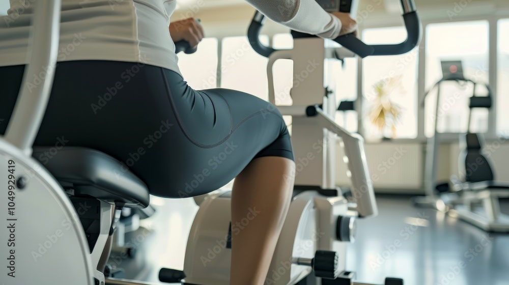 Poster a detailed image of a patient using a physical therapy machine with focus on the machine��s settings