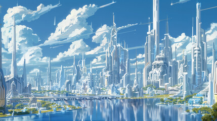 Obraz premium surreal future city