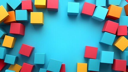 Obraz premium A blue background with a bunch of colorful blocks