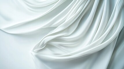 Fototapeta premium Soft White Fabric Draped Elegantly in Studio Setting