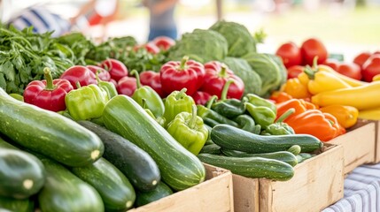 Fresh Vegetables Displayed at Outdoor Market