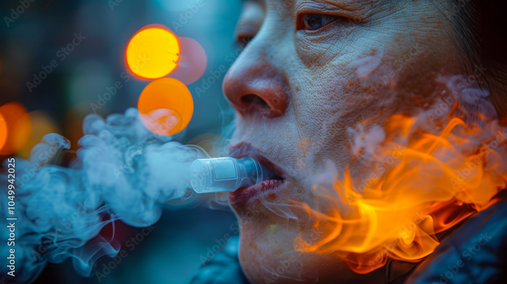 Poster create an image of a person taking a prescribed inhaler