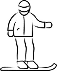 Obraz premium Winter sports icon vector illustration collection in a line outline style. Ski, winter sports and snow Handdrawn Doodle icons.