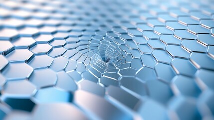 Obraz premium Futuristic Holographic Hexagon Spiral Optical Illusion 3D Render Background