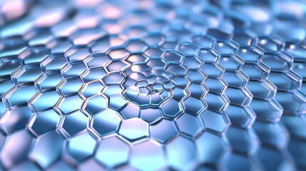 Fototapeta premium Futuristic Holographic Hexagon Spiral Optical Illusion on Y2K Aesthetic Background - 3D Render Concept