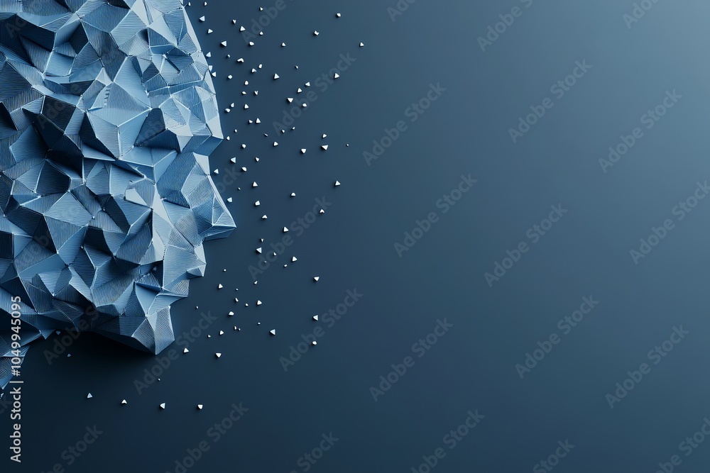 Poster a polygonal face sculpture in a fragmented form, exploring themes of identity and expression with di