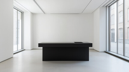 Fototapeta premium modern office interior with black desk , in white room