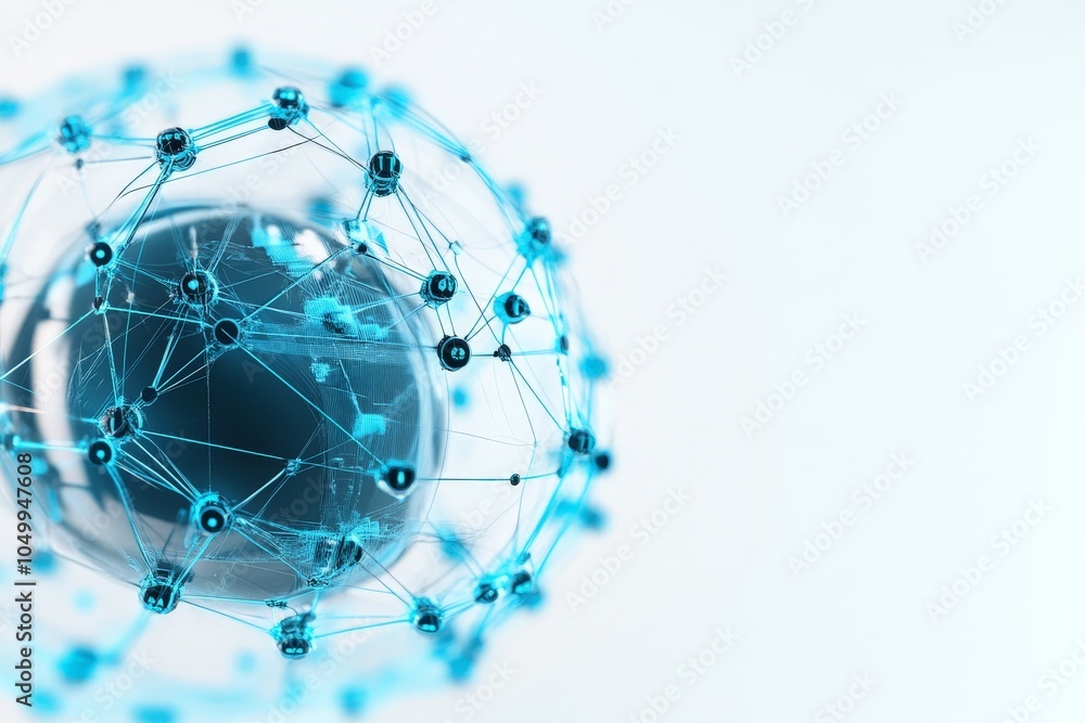 Poster a digital globe with blue interconnected network nodes represents global connectivity and technology