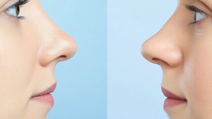 Obraz premium Close-Up Comparison of Nose Before Treatment