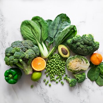 Explore Vitamin K-rich foods like kale, spinach, and broccoli on a clean white background. Ideal for health blogs and articles about blood health, bone strength, and nutritional benefits.