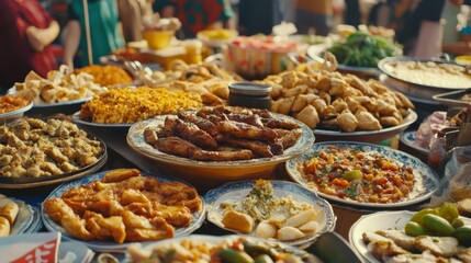 Obraz premium Vibrant Eastern Food Market with Fresh Ingredients